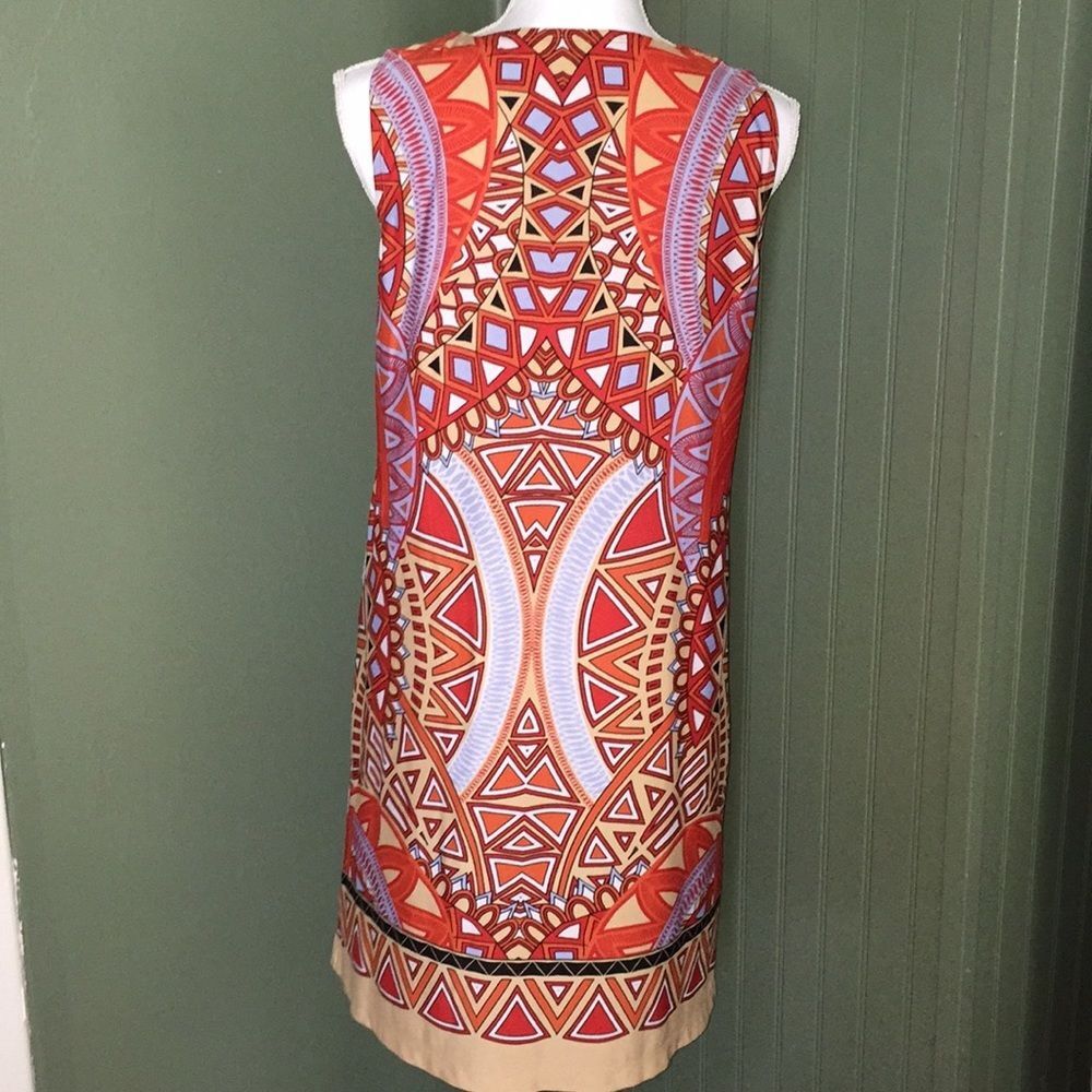 JBS Patterned Sleeveless Dress Small Orange Comfy Retro layer fall summer - Picture 4 of 7